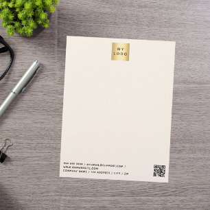 Beige cream modern business logo QR code Custom Letterhead