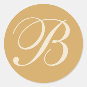 Beige & Cream Monogrammed Wedding Envelope Seals