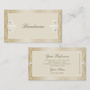Beige Cream Mosaic Sparkle Jewels Ornate Ornaments Business Card