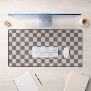 Beige Cream Patterns, Chequerboard Check Chequered Desk Mat