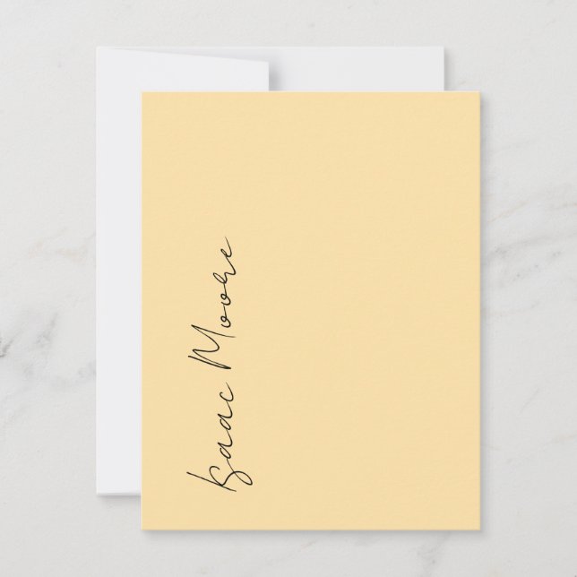 Beige Cream Plain Elegant Script Calligraphy Name Card (Front)