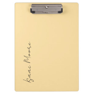 Beige Cream Plain Elegant Script Calligraphy Name Clipboard