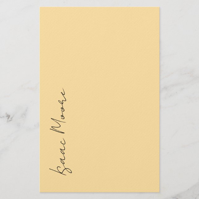 Beige Cream Plain Elegant Script Calligraphy Name Stationery (Front)