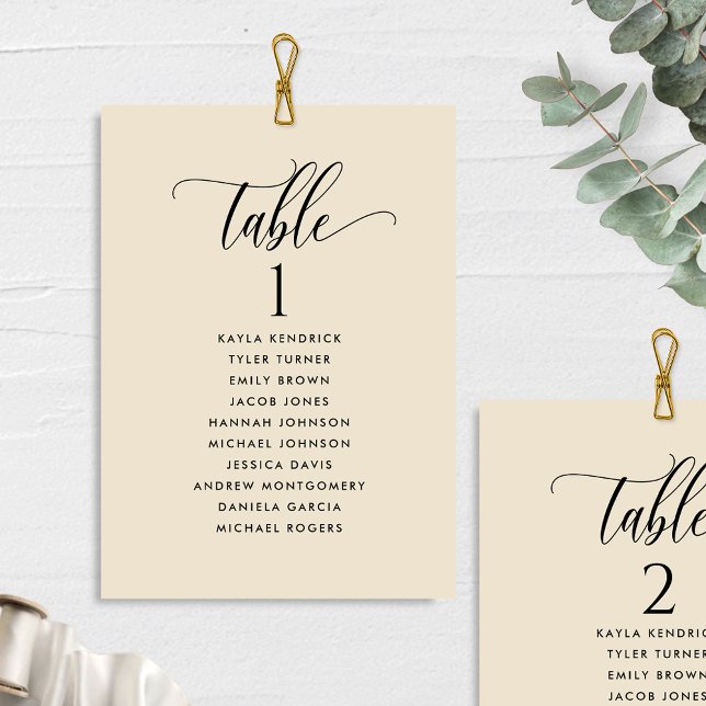 Beige Cream Seating Plan Cards with Guest Names  (Creator Uploaded)