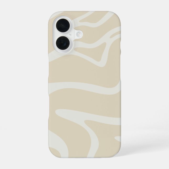 Beige Cream Simple Organic Pattern iPhone 16 Case (Back)