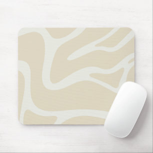 Beige Cream Simple Organic Pattern Mouse Mat