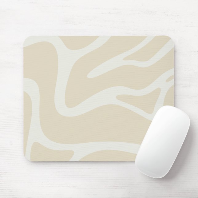 Beige Cream Simple Organic Pattern Mouse Mat (With Mouse)