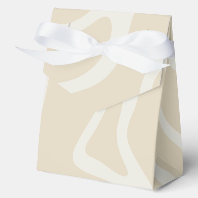 Beige Cream Simple Organic Pattern Tent Favor Box (Front)