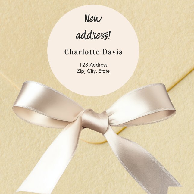 Beige cream we have moved new address classic round sticker (Creator Uploaded)