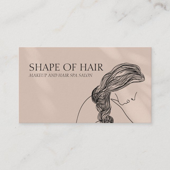 Beige Cream Woman Body Feminine Haircut Business Card (Front)