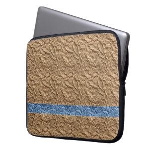 Beige Crinkle Blue Pattern Electronics Bag