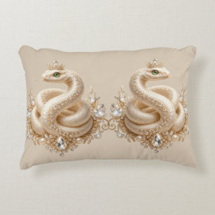 Beige Crystal Snake Crown Pendant Art Decorative Cushion