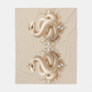 Beige Crystal Snake Crown Pendant Art Fleece Blanket