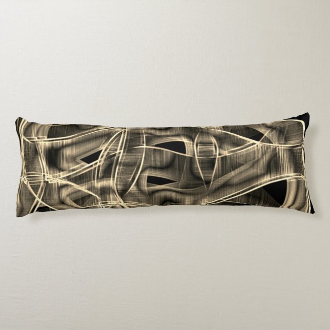 Beige curved ribbons, contrasted relief lines body cushion (Back)
