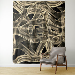 Beige curved ribbons, contrasting by embossed line tapestry