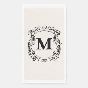 Beige Custom Monogram Crest Napkin