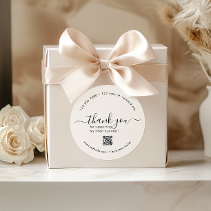 Beige Custom Thank You Stickers With QR Code