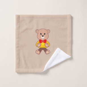 Beige Cute Bowtie Teddy Bear Towel