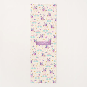 Beige   Cute Rainbow Unicorn Pattern Kids Yoga Mat