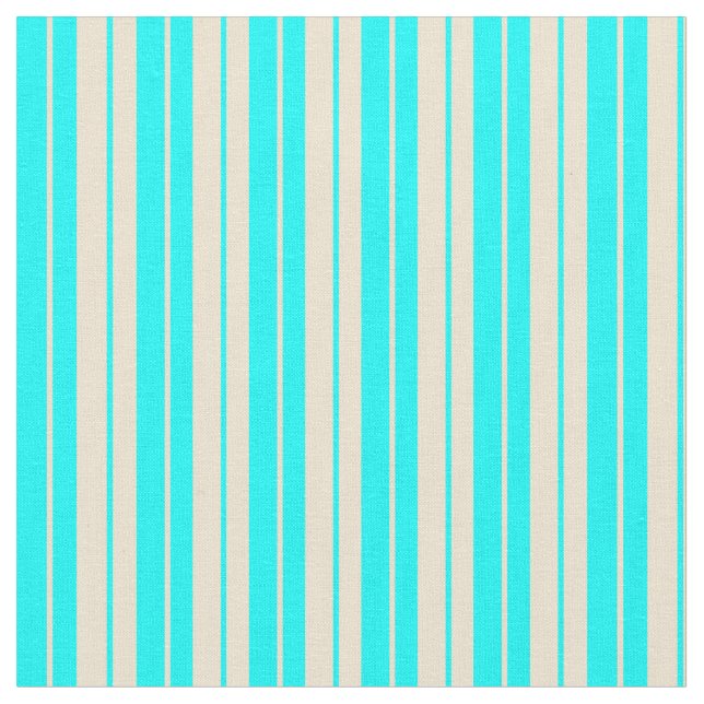 Beige & Cyan Coloured Stripes Fabric (Close Up)
