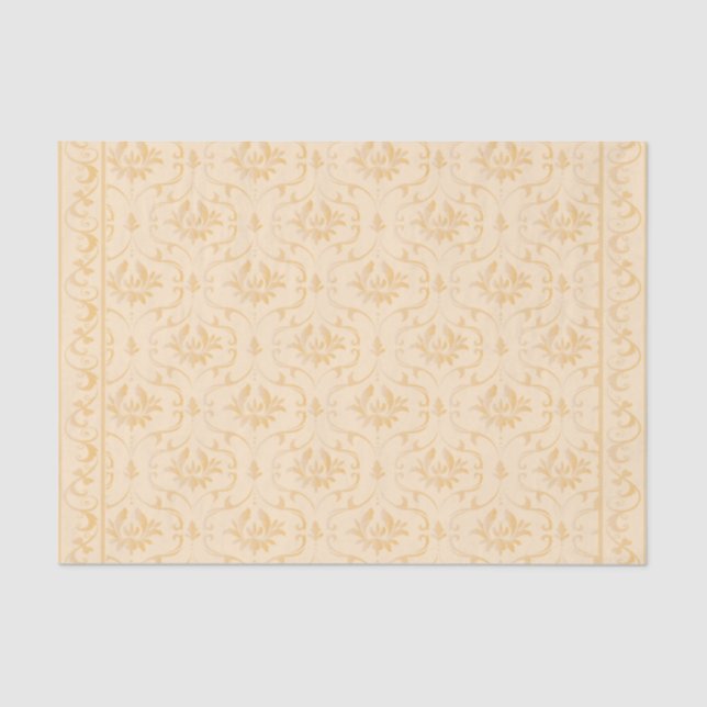 Beige Damask Brocade Flourish on Cream Decoupage Tissue Paper (Front)