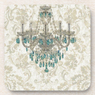 beige Damask French Country blue Chandelier Coaster