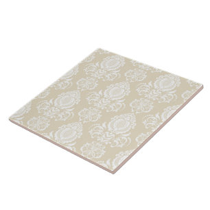 Beige. Damask Pattern. Tile