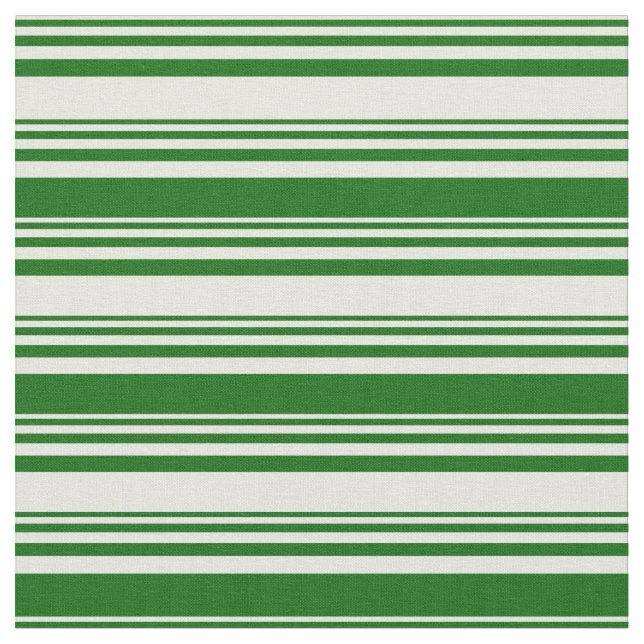 Beige & Dark Green Coloured Stripes Pattern Fabric (Close Up)