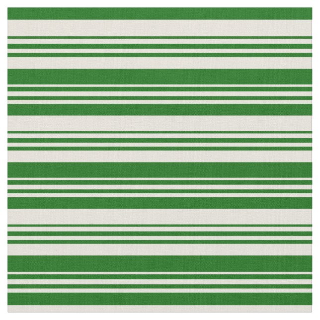 Beige & Dark Green Lines Fabric (Close Up)
