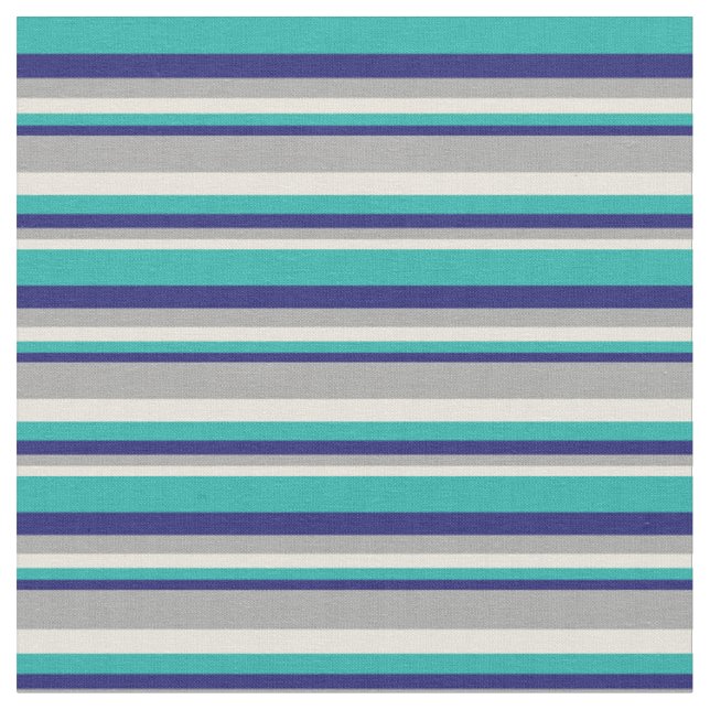 Beige, Dark Grey, Midnight Blue & Light Sea Green Fabric (Close Up)