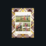 Beige & Dark Red Tartan 4 Photo Collage Christmas Canvas Print<br><div class="desc">Capture the magic of the season with our beige and dark red tartan plaid wrapped canvas. A rich and timeless tartan plaid background in deep red and beige, accented with refined faux gold touches, creates an exquisite backdrop. A graceful beige overlay cradles a heartwarming 4-photo collage, surrounded by a heartfelt...</div>