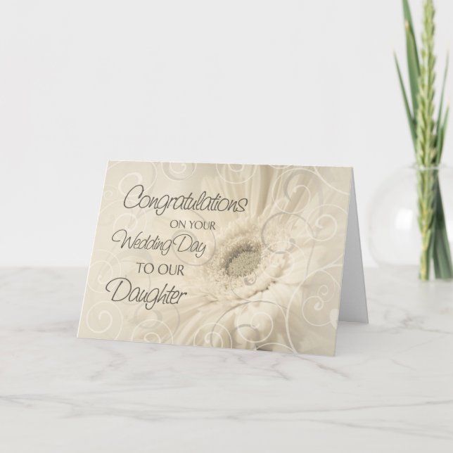 Beige Daughter Wedding Congratulations Card (Front)