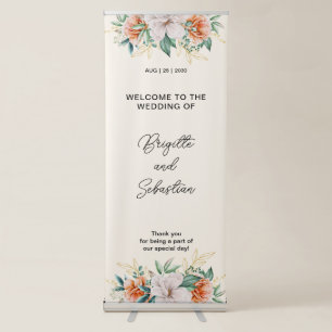 Beige Decorative Welcome To The Wedding Vertical  Retractable Banner