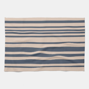 Beige/Deep Blue Grey Simple Stylish Stripe Pattern Tea Towel