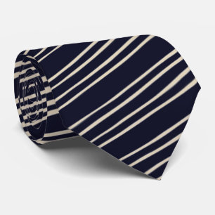 Beige/Deep Blue Stylish Stripe Pattern Tie