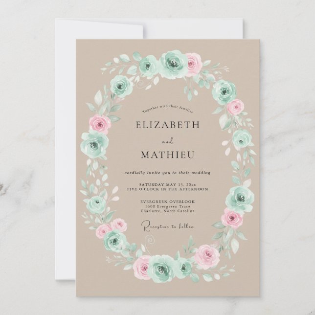 Beige Delicate Rustic Wedding Invitation (Front)