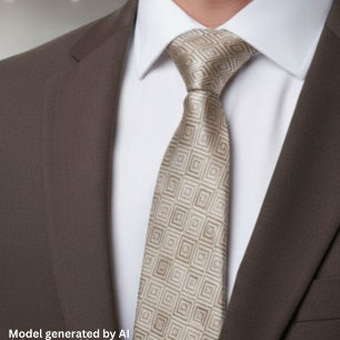 Beige Diamond Geometric Pattern Tie