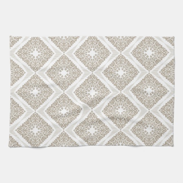 Beige Diamond Medallion Kitchen Towel (Horizontal)