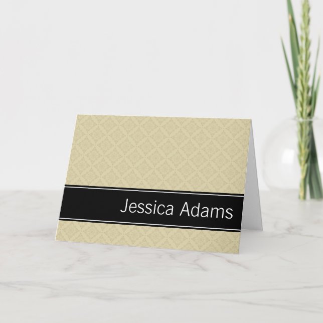Beige Diamonds Pattern Personalised Note Card (Front)