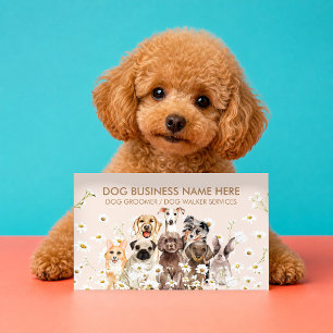 Beige Dog Birthday Party Planner Watercolor Pup Business Card