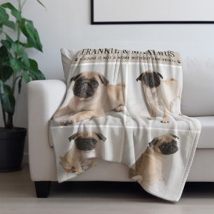 Beige Dog Photo Paw Prints Quote Blanket