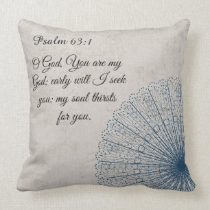Beige Doily Psalm 63:1 Pillow