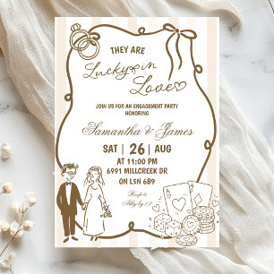 Beige Doodle Handwritten Casino Theme Lucky In Lov Invitation