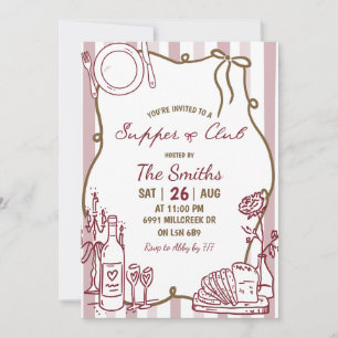 Beige Doodle Handwritten Supper Club Invitation