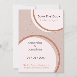Beige Dots and Circles Wedding Save The Date Invitation
