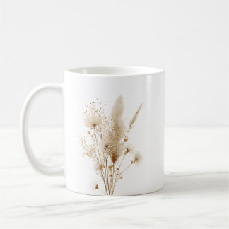 Beige Dried Flower Botanical Coffee Mug