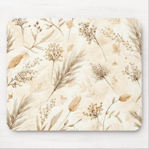 Beige Dried Flower Botanical Mouse Mat