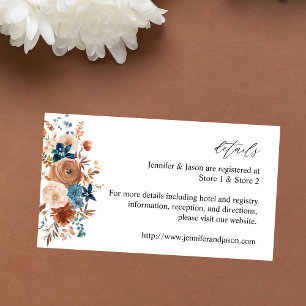 Beige & Dusty Blue Floral Enclosure Card