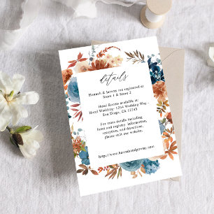 Beige & Dusty Blue Floral Enclosure Card -LG White
