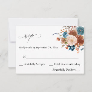Beige & Dusty Blue Floral no Meal RSVP